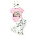 thumbnail image 1 of TAIAOJING Infant Girls Short Sleeve Easter Prints Romper Bodysuit Pants Headbands Outfits Sets, 1 of 7