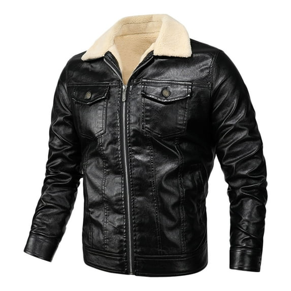 TAIAOJING Jackets for Men Winter Soft Hooded Leather Jacket Stylish Outwear Large Size Splice Fit Overcoat Outdoor Warm Coat