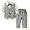 thumbnail image 1 of TAIAOJING Kid Toddler Boy Clothes Outfit 3PCS Toddler Kids Baby Boy Outfits Bowtie Gentleman Vest Long Sleeve T-Shirt Pants Party Clothes Set For 2-3 Years, 1 of 3