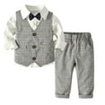 thumbnail image 1 of TAIAOJING Kid Toddler Boy Clothes Outfit 4PC Gentleman T Shirt Baby Bowtie Cloth Toddler Wedding Pants Boy Suit Vest Sets Boys Outfits&Set For 2-3 Years, 1 of 9