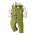 thumbnail image 1 of TAIAOJING Kid Toddler Boy Clothes Outfit Boys Long Sleeve Shirt Romper Bodysuit Pants Coat With Tie 4pcs Child Kids Gentleman Outfits For 12-18 Months, 1 of 9