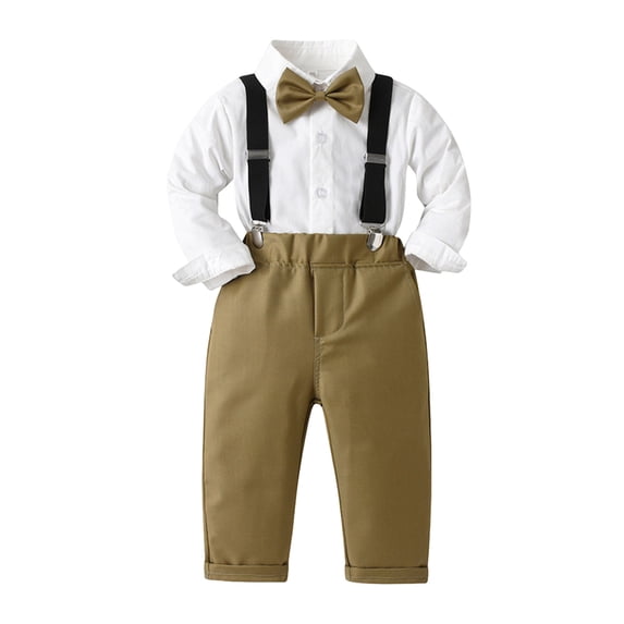TAIAOJING Kid Toddler Boy Clothes Outfit Toddler Boys Long Sleeve Shirt Tops Pants With Tie Child Kids Gentleman Outfits Party Dress For 3-4 Years