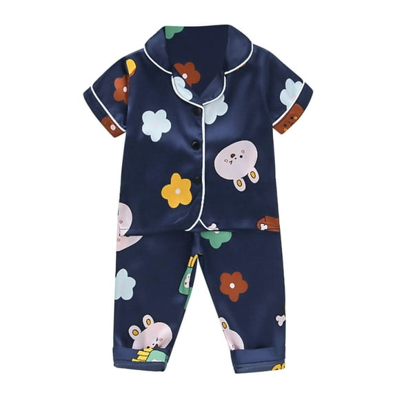 TAIAOJING Kids Baby Boy Girl Summer Clothes Toddler Winter Short Sleeve Cartoon Prints Tops Pants 2PCS Outfits Set Causal Clothes Set L