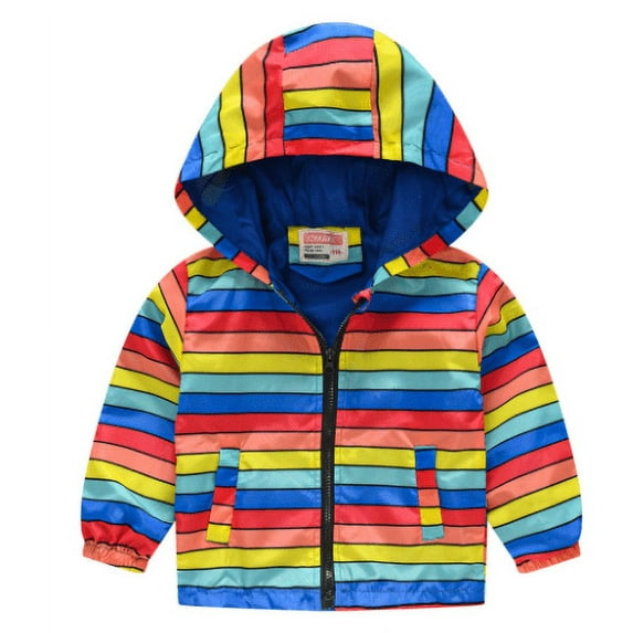 TAIAOJING Kids Baby Windproof Coat Hooded Print Zipper Grils Toddler Boys Autumn Jacket Boys Coat&jacket For 12-18 Months