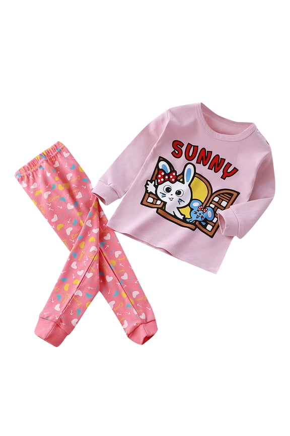 Kids Cartoon Pajama Sets Boys Girls Girls Boys Toddler Cartoon Prints Long Sleeve Kid Sleepwear Sets Cute Pjs Sleepwear 3-6 Months