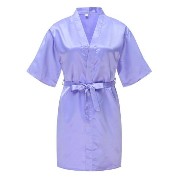 TAIAOJING Kids Girl's Satin Silky Kimono Robe for Spa Children Baby Solid Summer Kimono Robes Bathrobe Sleepwear Coat 7-9 Years