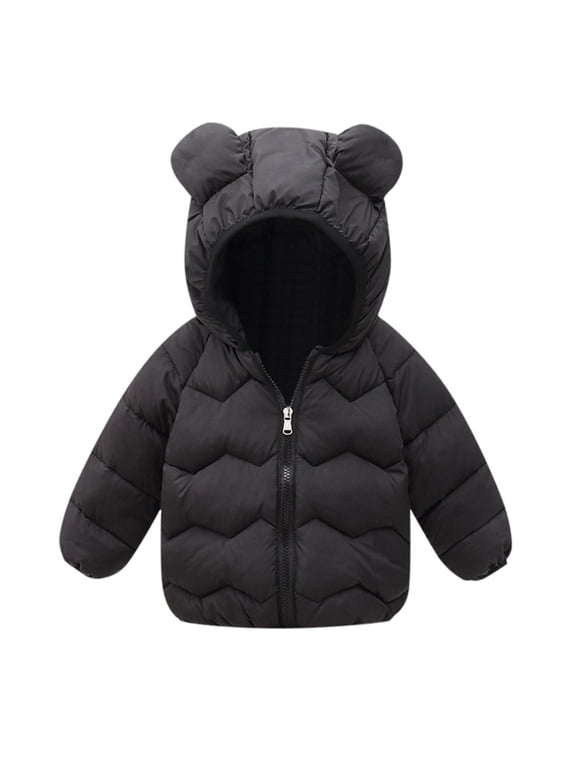 Kids Girls Boys Down Puffer Jacket Full Zip Winter Down Coats for Baby Boys Girls Light Bear Hoods Outerwear Spring Fall Jackets Parka 18-24 Months
