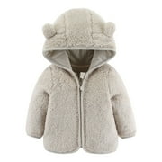 TAIAOJING Kids Girls Boys Winter Warm Coats Jacket Baby Jacket Bear Ears Hooded Outerwear Zipper Warm Coat Winter Clothes 12-18 Months