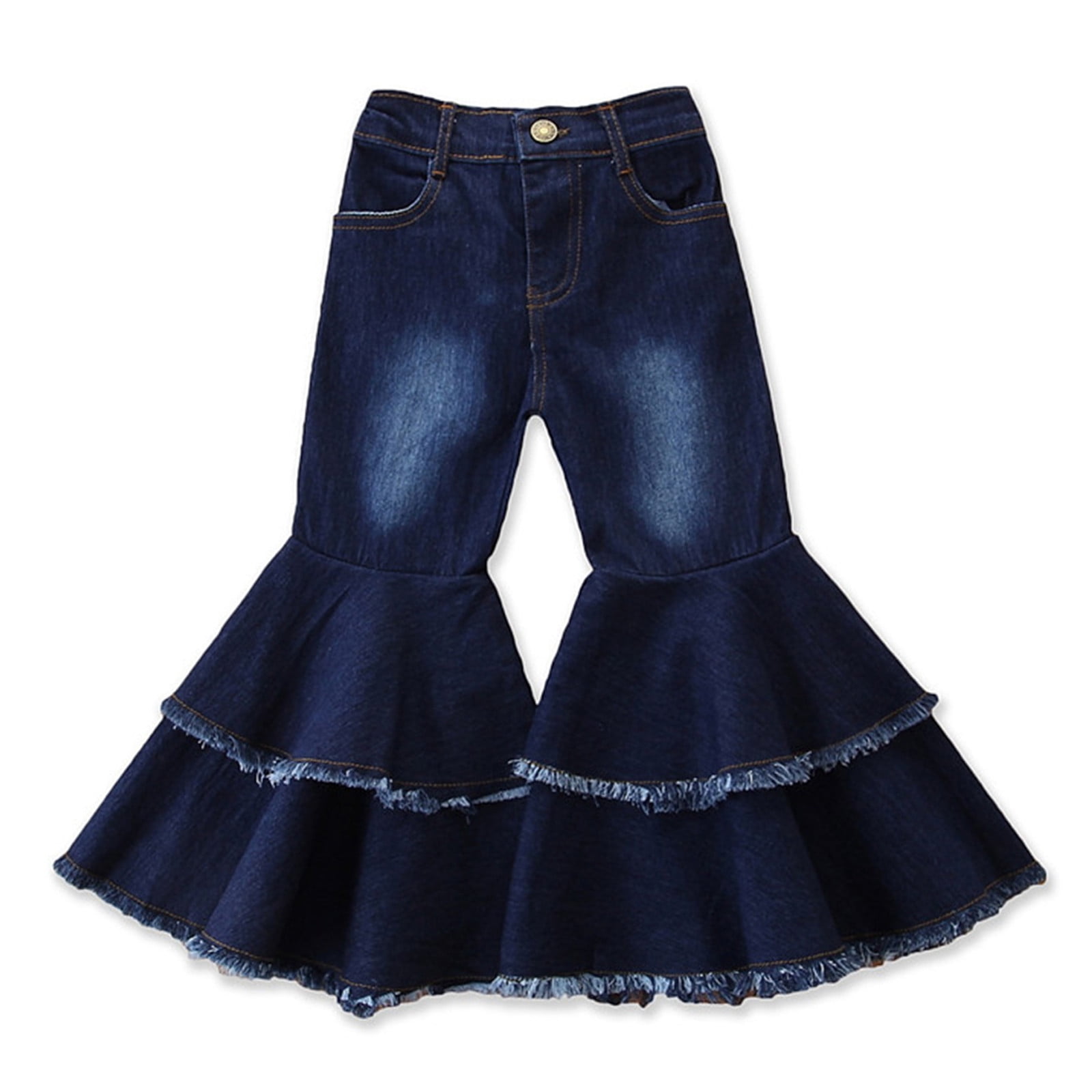 TAIAOJING Kids Girls Tassel Toddler Clothes Denim Pants Children Pants Baby Flare Jeans Trousers