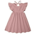 thumbnail image 1 of TAIAOJING Kids Girls Toddler Soild Fly Sleeves Lace Princess Girls Dress Cloths, 1 of 4