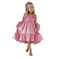 thumbnail image 1 of TAIAOJING Kids Little Girls Daily Dress Autumn Long Sleeve Solid Irregular Princess Dress Ruffle Casual Party Dresses Outfits Clothes, 1 of 7