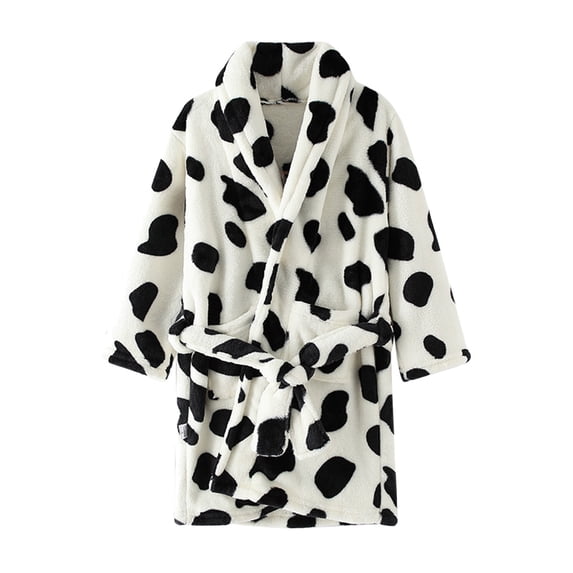 TAIAOJING Kids Robe Boys Girls Hooded Sleepwear Toddler Baby Print Bathrobes Hooded Warm Flannel Night Robe Sleepwear Cute Warm Pajamas Robe 3-4 Years