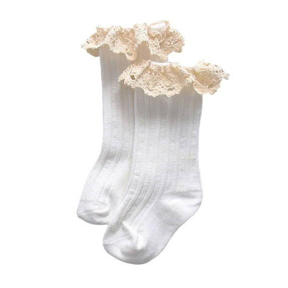 TAIAOJING Kids Socks For Girls Boys Breathable Summer Athletic Crew Socks For Toddlers 1-5 Years Soft Stretchy Lace Trim Outdoor Sports Socks Trendy 3-5Y