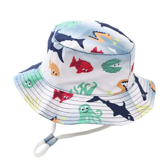 TAIAOJING Kids Summer Hat For Boys 2-4 Years Lightweight Fisherman Cap Toddler Sun Wide Brim Outdoor Casual Daily Wear Classic 2-4Y