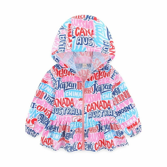 TAIAOJING Kids Toddler Baby Girls Print Summer Autumn Cute Tops Hooded Coat Clothes For 6-7 Years