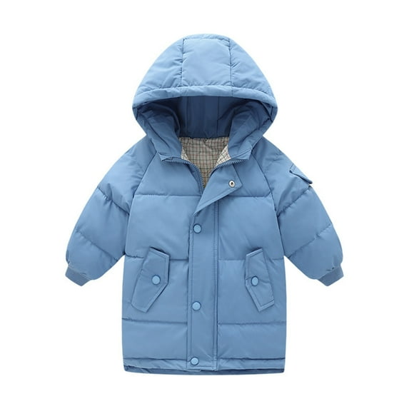 TAIAOJING Kids Toddler Jacket Kids Little Girls Winter Solid Coats Windproof Outerwear Mediun Length Warm Down Coat Cotton Hooded Wadding Outwear Fall Outfits 2-3 Years