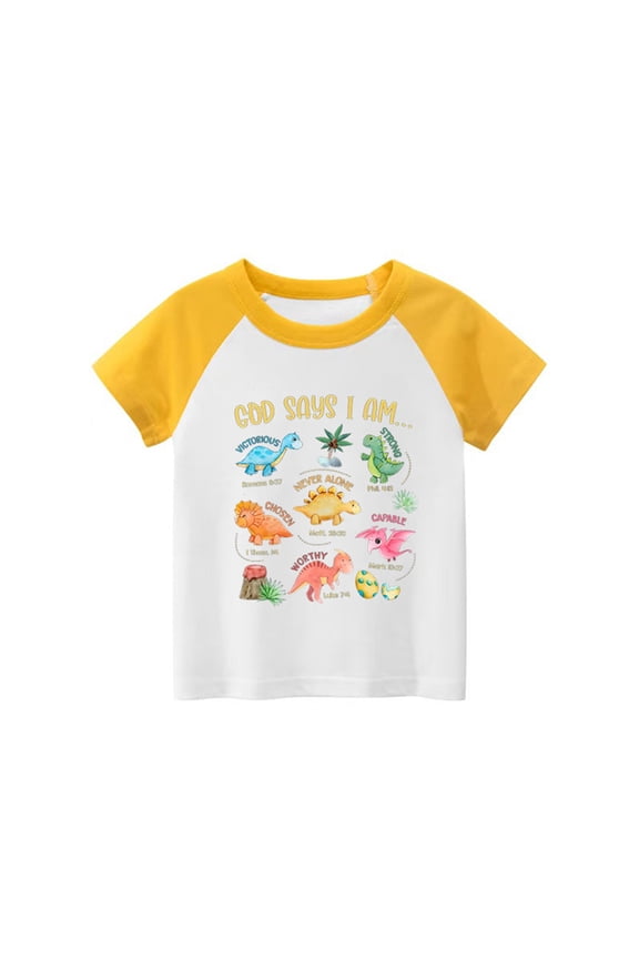 Kids Toddler Little Boys T-Shirt Personality Fashion Letter Prints Short Sleeve Tee Shirts Tops Lovely 3-4Y