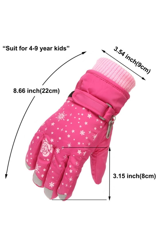 Kids Winter Gloves Waterproof Snow Ski Gloves Print Gloves Outdoor Boys Girls Snow Skating Windproof Warm Durable Print Ski Gloves