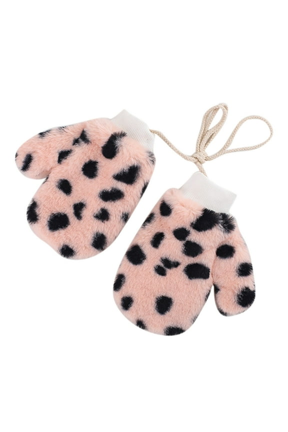 Kids Winter Warm Sports Gloves Boys Thickening Snow Outdoor Girls Pattern th Leopard Gloves