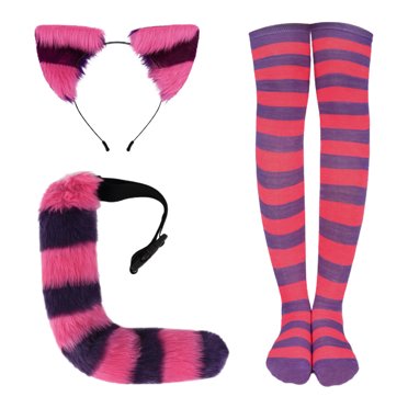 Women Socks Striped Knee High Socks Arm Warmer Fingerless Gloves Set For Halloween Christmas