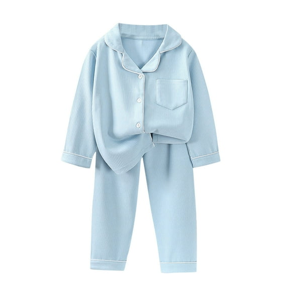 TAIAOJING Little Big Boys Girls 2-Piece Cozy Pajamas Toddler Boys Girls Winter Long Sleeve Solid Color Tops Pants 2PCS Outfits Clothes Set Warm For 2-3 Years