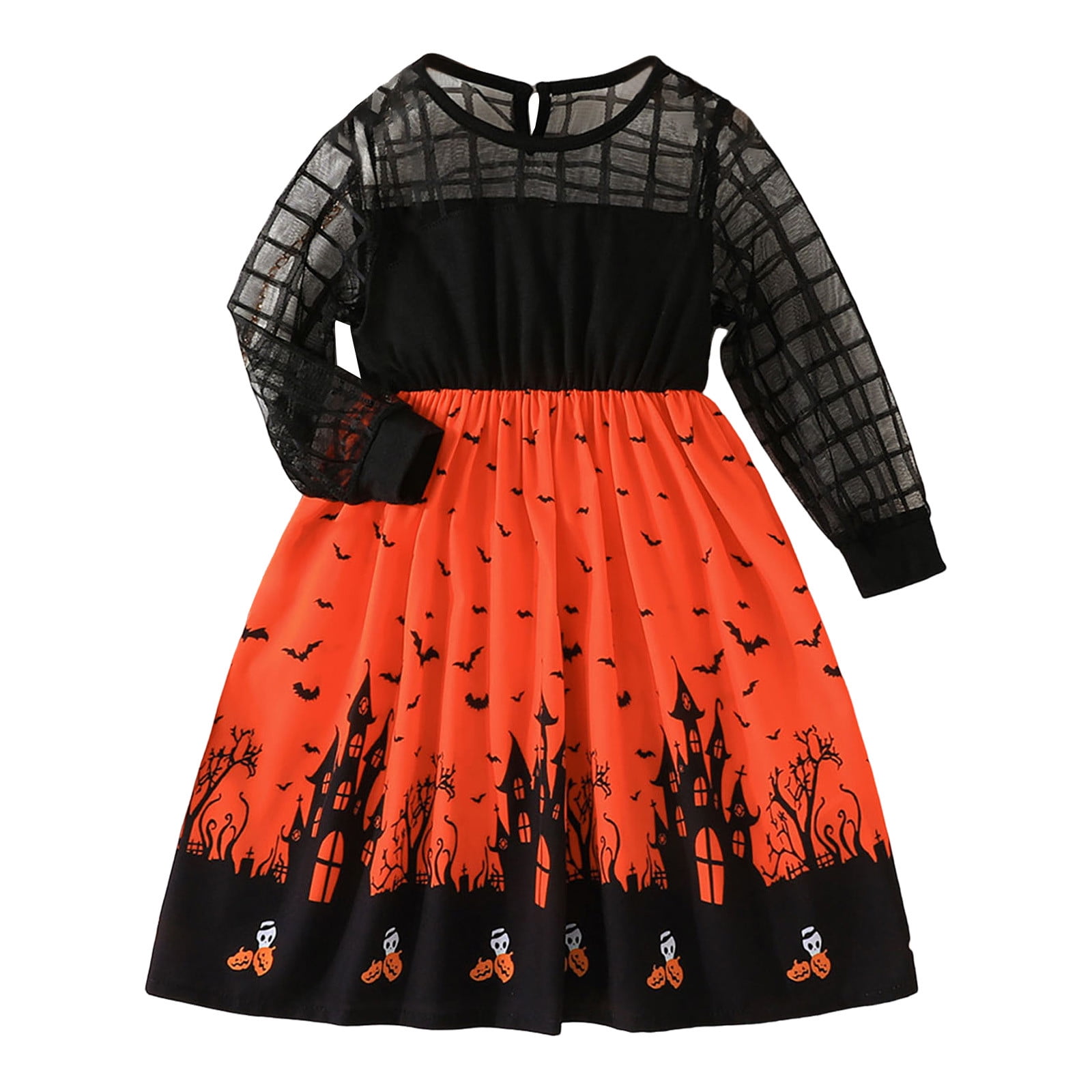 TAIAOJING Little Girl Long Sleeve Dress Toddler Girls Fly Sleeve Prints