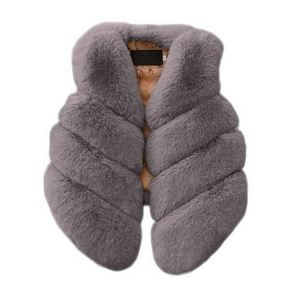TAIAOJING Little Girls' Fur Vest Coat Kids Little Girls Sleeveless V Neck Gilet Winter Causal Warm Coat Waist Coat Vest Fall Winter Warm Outerwear 2-3 Years
