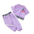 thumbnail image 1 of TAIAOJING Little Girls Summer Short Sets Baby Girl Clothes Outfits Cotton Letter Print Casual 2PC Set For 3-4 Years, 1 of 3