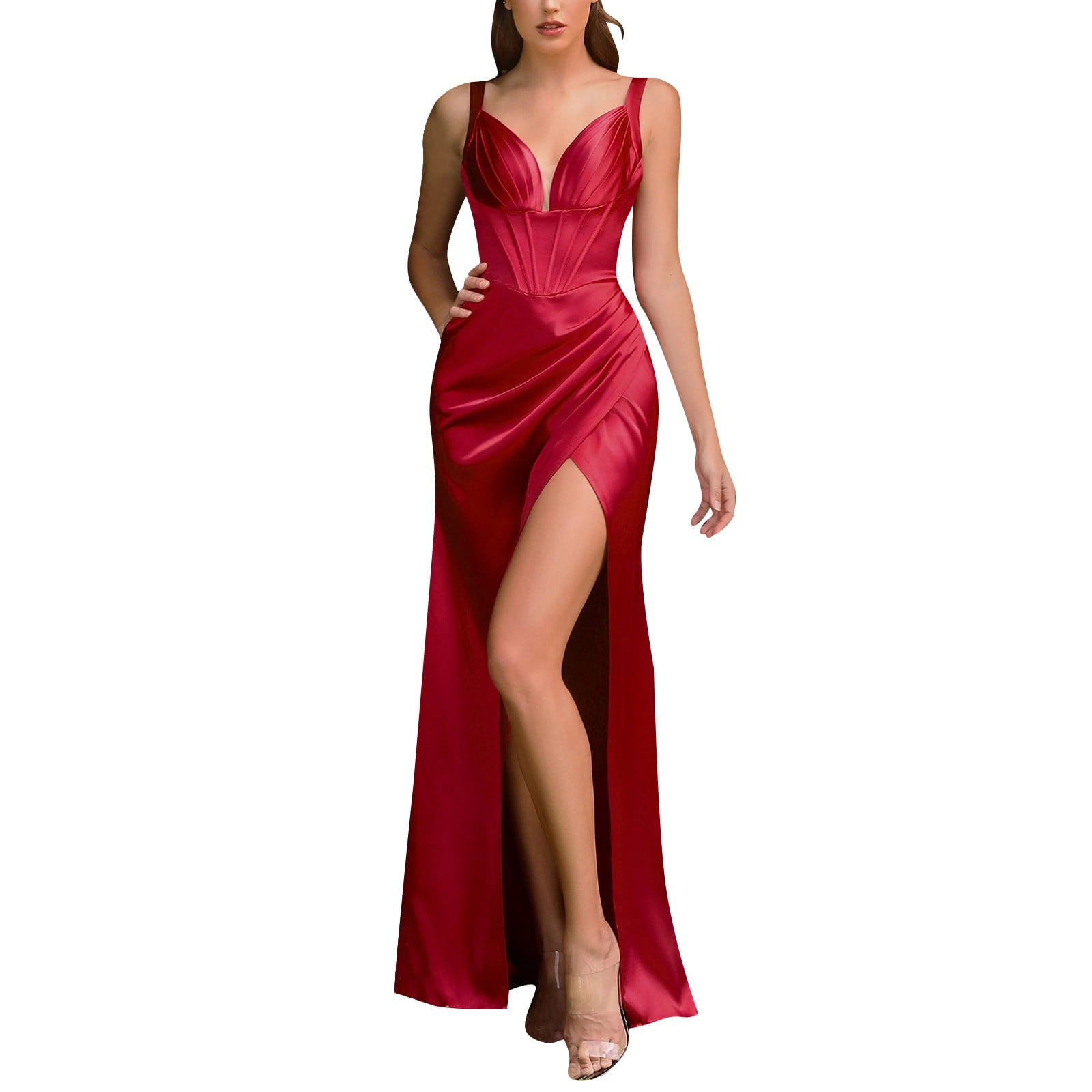 Elegantes vestidos largos de fiesta Mujer Verano 2022 Ruffle Slit