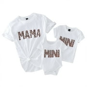 TAIAOJING Mama and Mini Shirts Clothes Letter Girls MAMA Letter Print Short Sleeve Family Baby For Outfits Romper Summer Short Bodysuit Girls Romper&Jumpsuit 3-6 Months