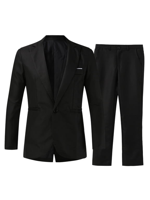 Men 2 Piece Outfit Pieces Suit Elegant Solid One Button Slim Fit Single Party Suit Shirt Pants Tie Set Tracksuit