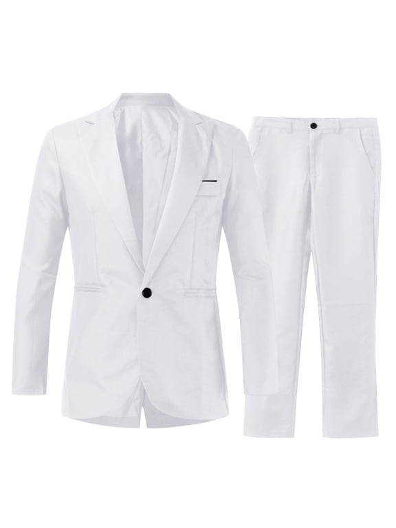 Men 2 Piece Outfit Pieces Suit Elegant Solid One Button Slim Fit Single Party Suit Shirt Pants Tie Set Tracksuit