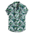 thumbnail image 1 of TAIAOJING Men Casual Shirts For Summer Cotton Linen Print Short Sleeve Colorblock Striped Lapel With Pocket Button Down Blouse Shirt, 1 of 5