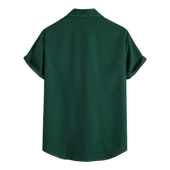 TAIAOJING Men Casual Shirts For Summer Solid Color Turndown Collar Short Sleeve Button Down Blouse Shirt