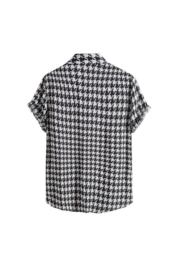 Men Casual Shirts For Summer Solid Color Turndown Collar Short Sleeve Button Down Blouse Shirt