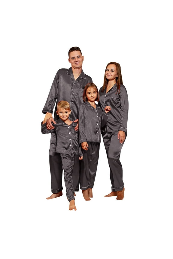 Men Satin Silk Pajamas Set Satin Pajamas PJ's Solid Family Matching Sleepwear Nightwear Loungewear Pants Outfits Set
