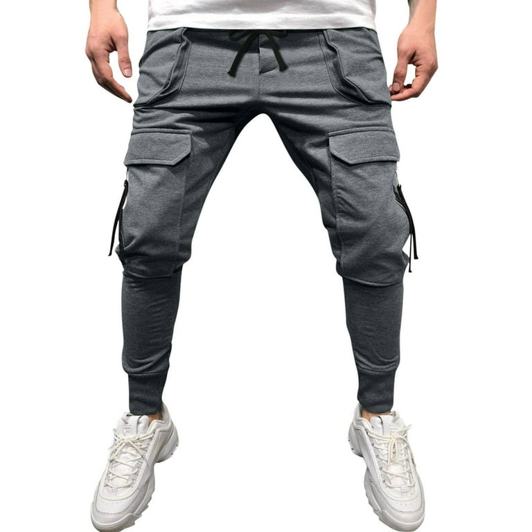 TAIAOJING Men's Baggy Cargo Pants with Pockets Mid-waist TAIAOJING Men's Baggy Cargo Pants with Pockets Mid-waist
