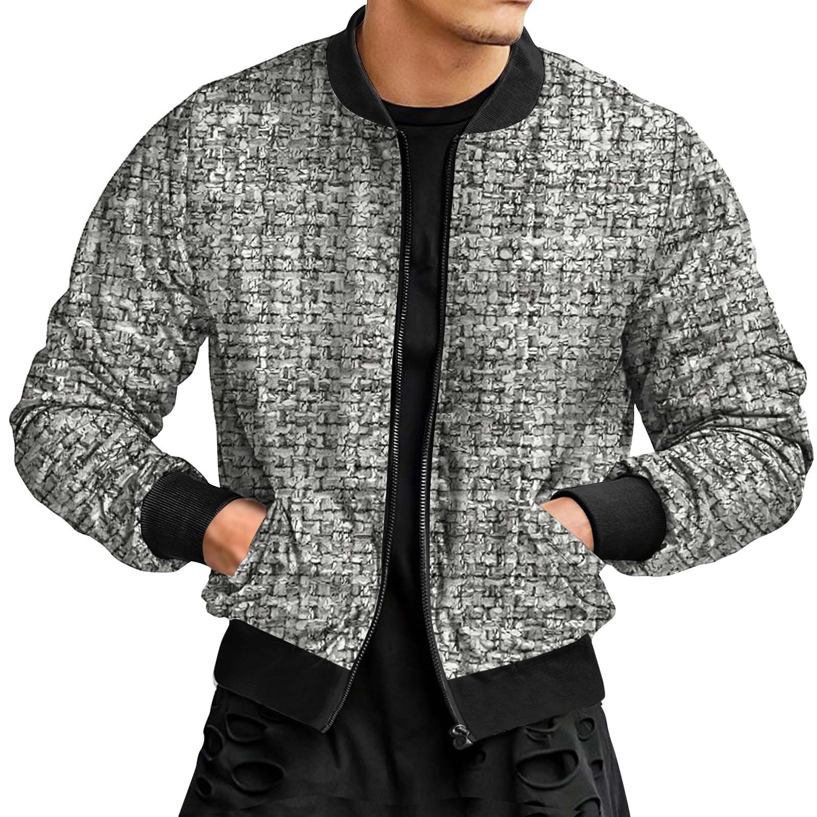 River Island Big & Tall quilted bomber jacket in gray