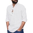 thumbnail image 1 of TAIAOJING Men's Casual Blouse Simple Solid Color Collar Loose Elegant Button Down Shirt, 1 of 5