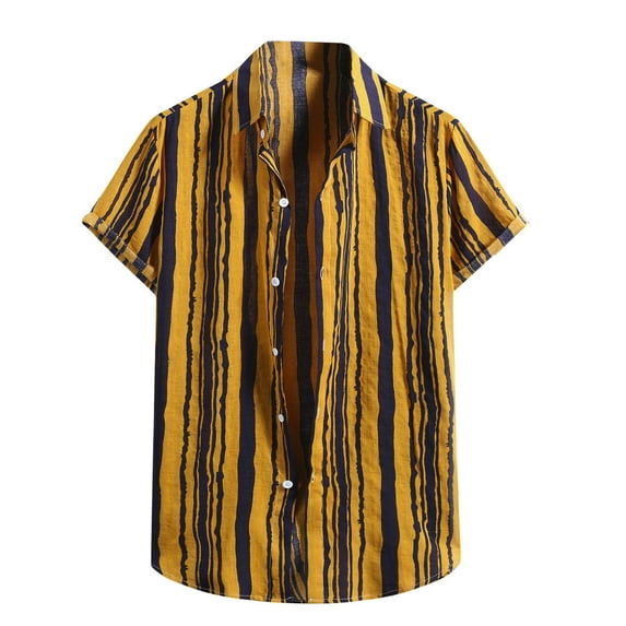 TAIAOJING Men's Casual Shirts Cotton Short Sleeve Stylish Top Blouse