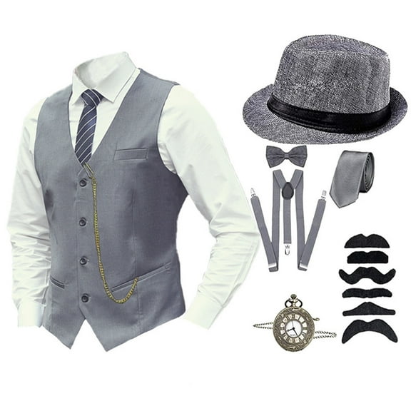 TAIAOJING Men's Accessories Set Vest Pocket Suits Festival 1920s Men Party Outfit