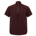 thumbnail image 1 of TAIAOJING Men's Crew Neck T Shirt Summer Short Sleeve Solid Color Mandarin Collar Slim Fit Tops Cotton Shirt, 1 of 9