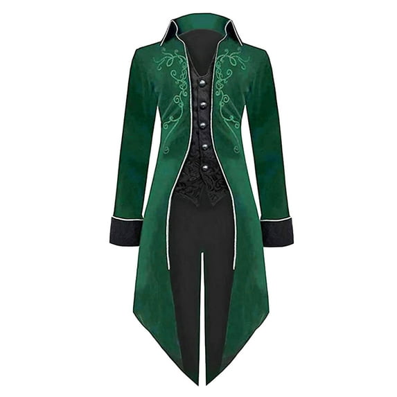 TAIAOJING Men's Fashion Casual Windbreaker Bomber Jacket Coat Male Vintage Slim Retro Punk Jacket Gold Edge Coat Jacket Gothic Tailcoat Vintage Tuxedo Coats