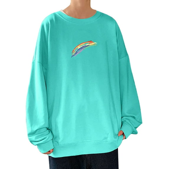 TAIAOJING Men's Graphic Crewneck Sweatshirt Autumn And Winter Loose Youth Casual Sports Printed Top Bottoming Shirt