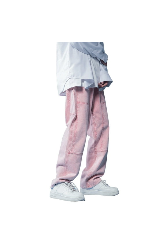 Men's Jeans High Street Straight Leg Baggy Oversize Wide Leg Cargo Pants Comfort Stretch Denim Jeans for Men