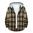 thumbnail image 1 of TAIAOJING Men's Plaid Shacket Shirt Jacket Autumn And Winter Casual Shirt Plaid Print Hooded Collar Long Sleeve Blouse Shirt, 1 of 9