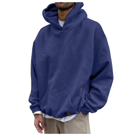 TAIAOJING Men's Pullover Hoodie Autumn And Winter Casual Loose Solid Hooded Sweatshirt Top