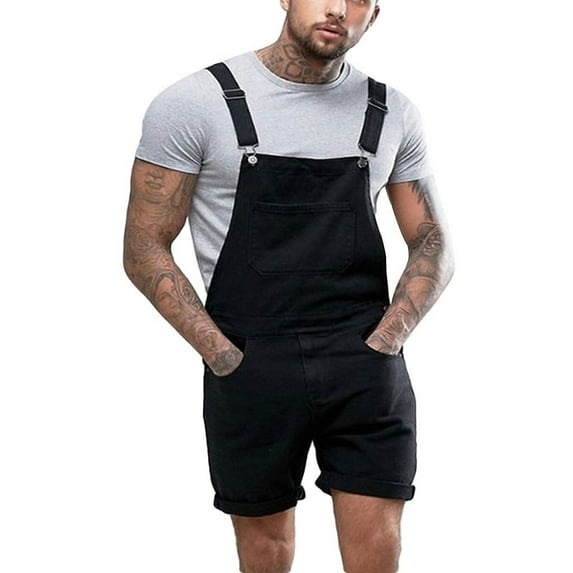 TAIAOJING Men’s Rib Overall Plus Pocket Jeans Overall Jumpsuit Streetwear Overall Suspender Pants