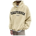 thumbnail image 1 of TAIAOJING Men's Sweatshirt CALIFORNIA Letter Printed Autumn And Winter Fashion Casual Loose Plus Size Hooded Pullover Sweatshirts With Big Pocket, 1 of 5