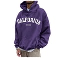 thumbnail image 1 of TAIAOJING Men's Sweatshirt CALIFORNIA Letter Printed Autumn And Winter Fashion Casual Loose Plus Size Hooded Pullover Sweatshirts With Big Pocket, 1 of 5